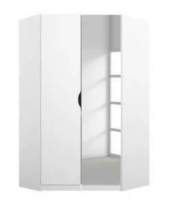 Eckkleiderschrank - Alpinweiß - Spiegel - 117 Cm