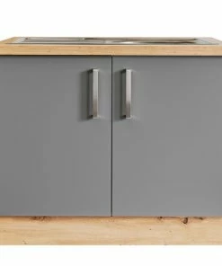 Spülenunterschrank DARIA - Schiefergrau - Artisan Eiche - 100 Cm