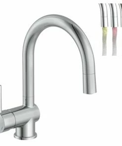 LED-Küchenarmatur - Silber - Hochdruck - Mit Farbwechsel