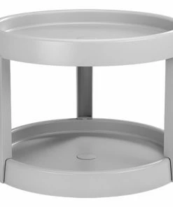 Drehregal/Küchenrondell - Grau - 2 Etagen - Ø 28 Cm