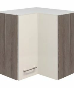 Eck-Hängeschrank EICO - Magnolienweiß-Tennessee Eiche - 60x60 Cm