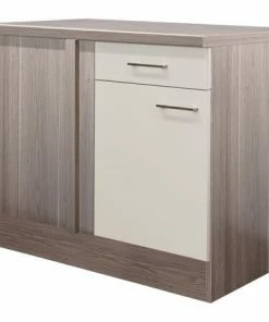 Eck-Anrichte EICO - Magnolienweiß-Tennessee Eiche - 110 Cm