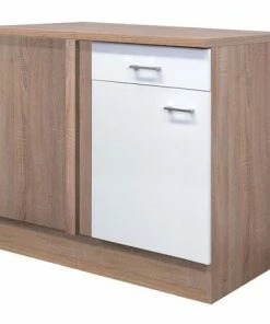 Eck-Anrichte SAMOA - Weiß-Sonoma Eiche - 110 Cm
