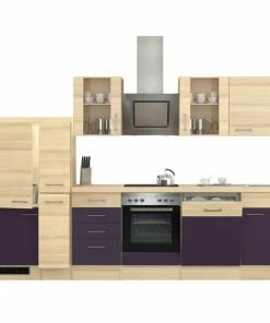 Küchenblock FOCUS - Akazie-Aubergine - Mit E-Geräten - 310 Cm