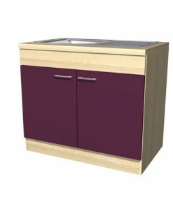 Spülenunterschrank FOCUS - Akazie - Aubergine - Mit Spüle - 100 Cm