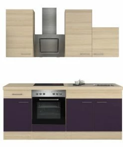 Küchenblock FOCUS - Akazie-Aubergine - Mit E-Geräten - 210 Cm
