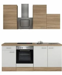 Küchenblock SAMOA - Weiß-Sonoma Eiche - Mit E-Geräten - 210 Cm