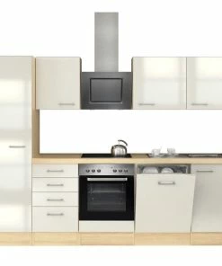 Küchenblock ABACO - Perlmutt-Akazie - Mit E-Geräten - 270 Cm