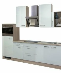 Küchenblock ABACO - Perlmutt Glänzend-Akazie - Mit E-Geräten - 270 Cm