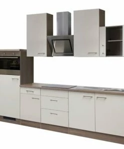 Küchenblock EICO - Magnolienweiß-Tennessee Eiche - Mit E-Geräten - 270 Cm