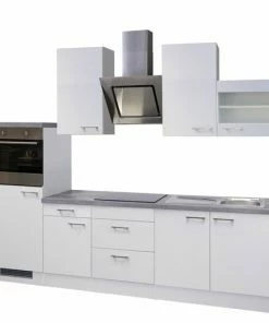 Küchenblock ELEA - Weiß-Beton - Mit E-Geräten - 270 Cm