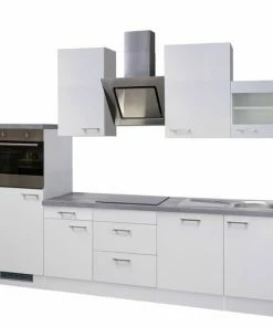 Küchenblock ELEA - Weiß-Beton - Mit E-Geräten - 280 Cm