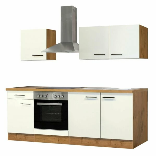 Küchenzeile VINTEA - Magnolia Matt-Lancelot Oak - 210 Cm - Mit E-Geräte