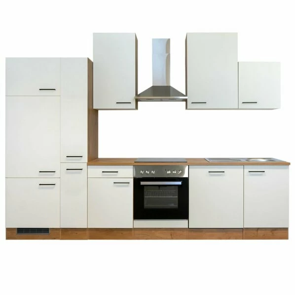 Küchenblock VINTEA - Magnolia Matt - Lancelot Oak - Mit E-Geräten - 310 Cm