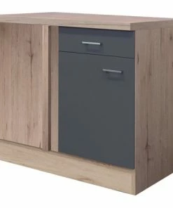 Eck-Unterschrank MORENA - San Remo Eiche - Basaltgrau Matt