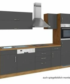Küchenblock SORRENTO - Anthrazit - Wotaneiche - Mit E-Geräten - 270 Cm
