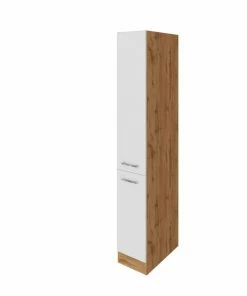 Apothekerschrank SORRENTO - Weiß - Wotan Eiche - 30 Cm