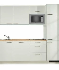 Küchenblock - Weiß-Honig-Eiche - Mit E-Geräten - 240 Cm Breit