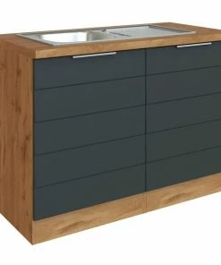 Spülenschrank FLORENZ - Wotaneiche-grau Matt