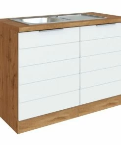 Spülenschrank FLORENZ - Wotaneiche-weiß Matt - Mit GSP-Front