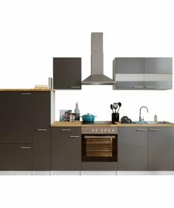 RESPEKTA Küchenblock - Grau-weiß - Mit E-Geräten - 300 Cm