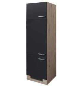 Geräteumbauschrank RISENTO - Anthratzit - San Remo Eiche - Für Kühlschrank