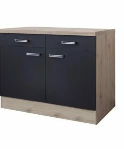Unterschrank RISENTO - Anthrazit - San Remo Eiche - 100 Cm
