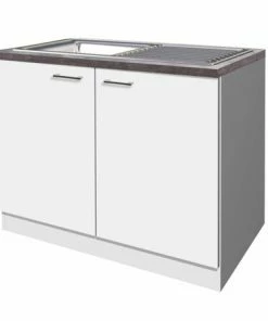 Spülenunterschrank LUCCA - Weiß - Caledonia - Mit Spüle - 100 Cm