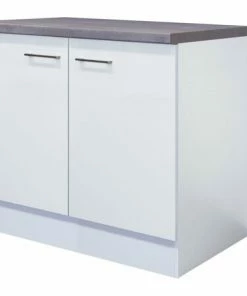 Spülenunterschrank ELEA - Weiß-Beton - 100 Cm Breit