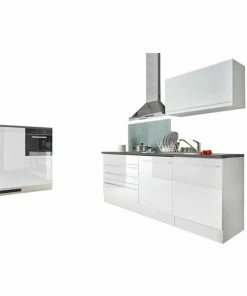 Küchenblock JAZZ - Weiß Hochglanz - Inklusive E-Geräte